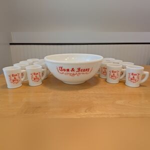 Vintage Tom & Jerry Punch Bowl Set with Mugs